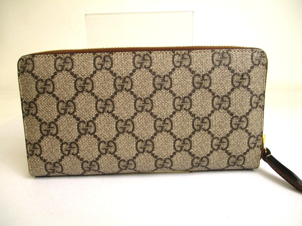 Photo2: GUCCI GG Coating Canvas Leather Butterfly Motif Round Zip Wallet #a907