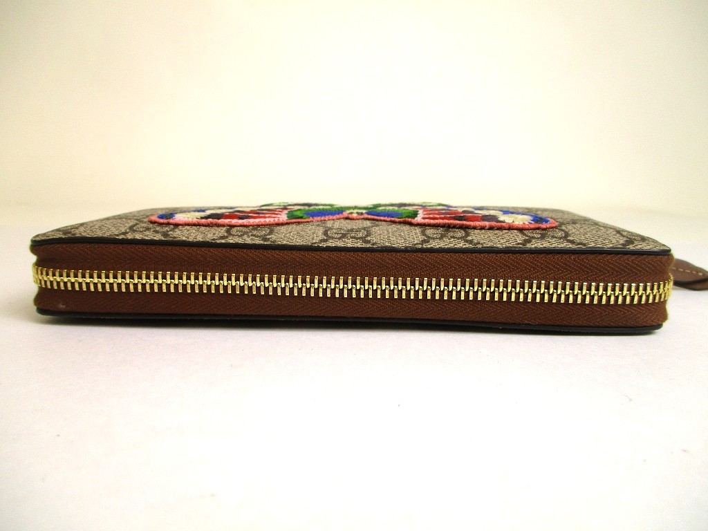 Photo6: GUCCI GG Coating Canvas Leather Butterfly Motif Round Zip Wallet #a907