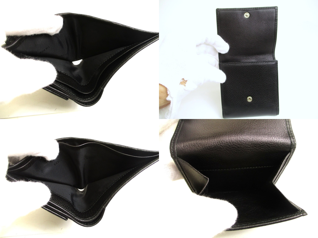 Photo9: LOEWE Anagram Black Leather Bifold Wallet Compact Wallet #a910