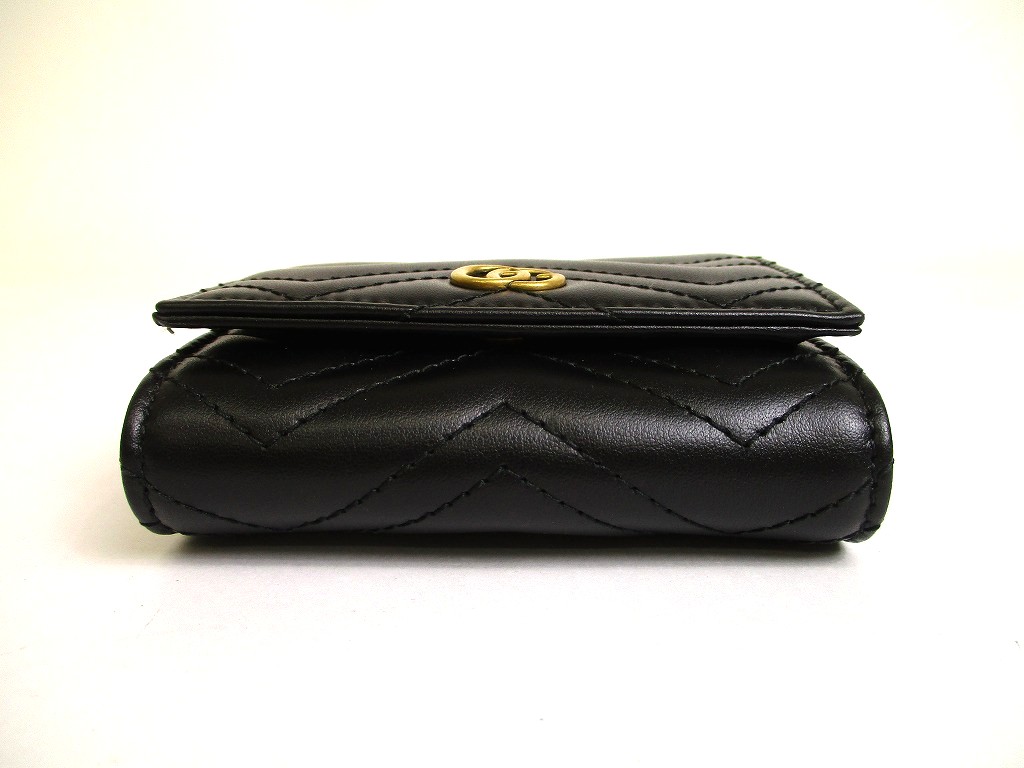 Photo5: GUCCI GG Marmont Black Leather Bifold Wallet Compact Wallet #a913