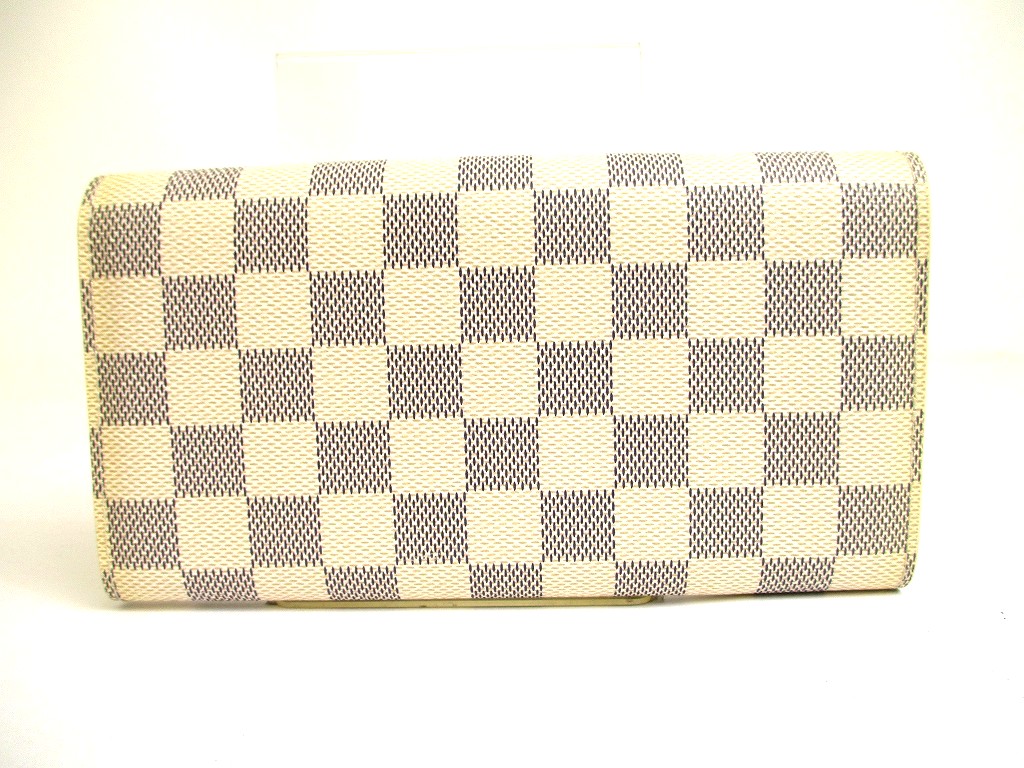Photo2: LOUIS VUITTON Damier Azur White Leather Flap Wallet Purse Sarah #a914