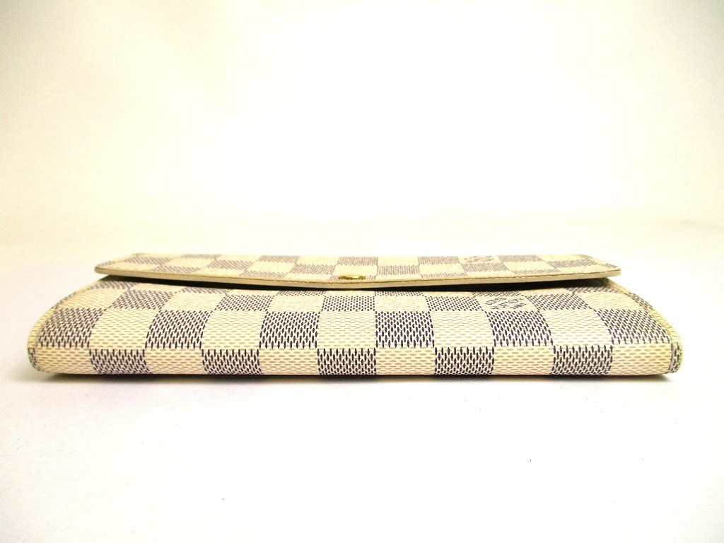 Photo5: LOUIS VUITTON Damier Azur White Leather Flap Wallet Purse Sarah #a914