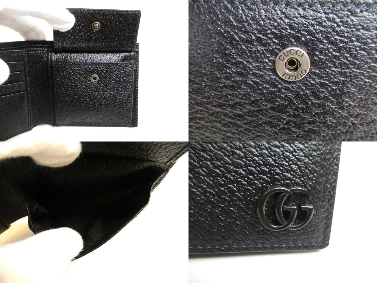 Photo9: GUCCI GG Marmont Black Leather Bifold Wallet Compact Wallet #a917