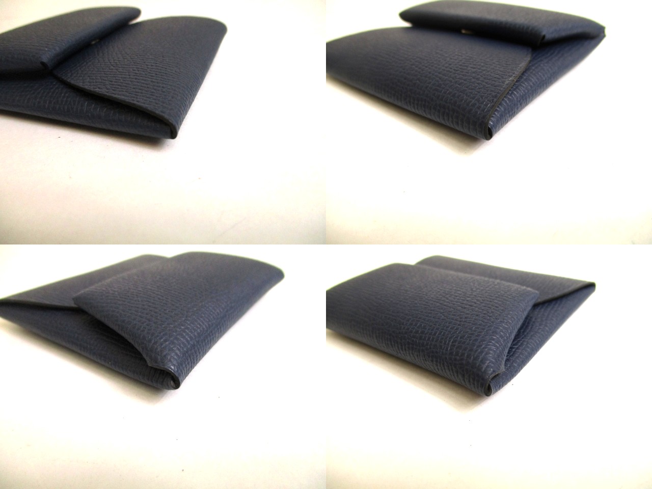 Photo7: HERMES Blue nuit Veau Epson Leather Coin Purse Bastia #a919