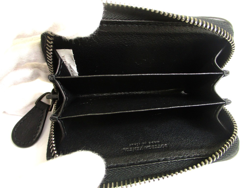 Photo8: BOTTEGA VENETA Intrecciato Black Leather Zipped Card Case Coin Purse #a920