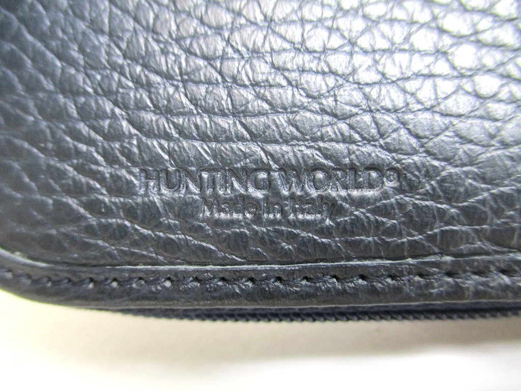 Photo10: HUNTING WORLD Black Canvas and Navy Leather Bifold Wallet #a922