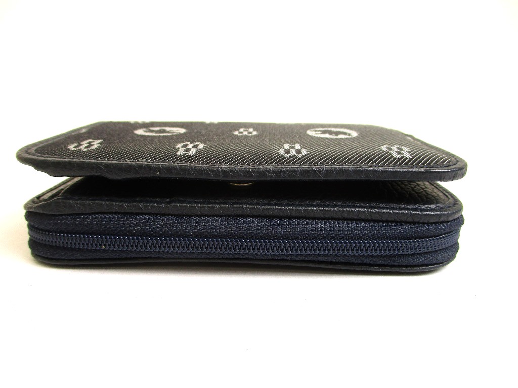 Photo6: HUNTING WORLD Black Canvas and Navy Leather Bifold Wallet #a922