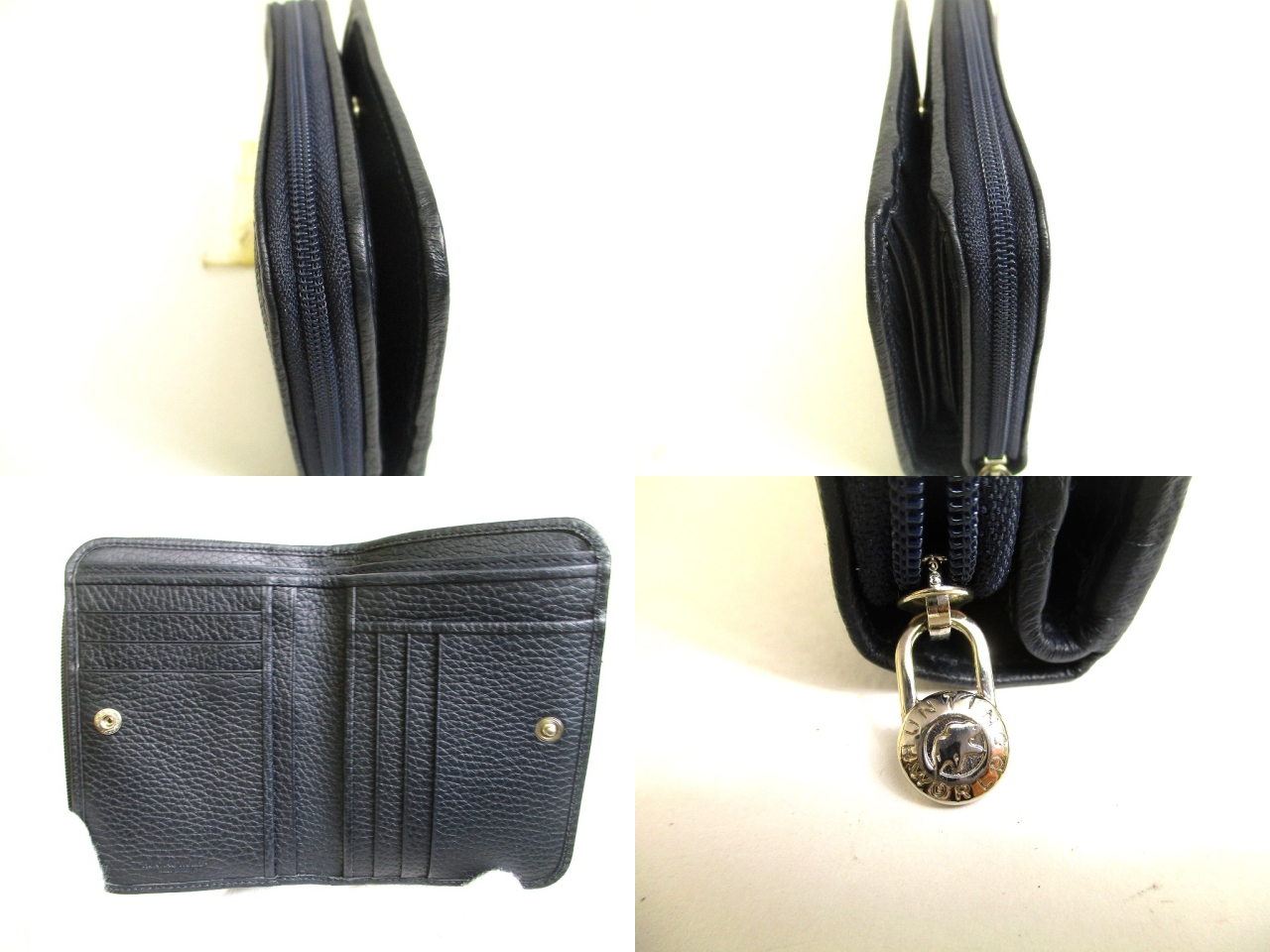 Photo8: HUNTING WORLD Black Canvas and Navy Leather Bifold Wallet #a922