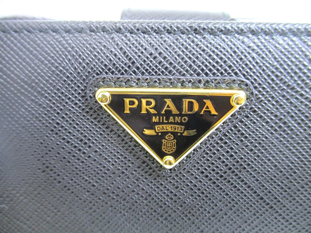 Photo10: PRADA Saffiano Black Leather Bifold Wallet Compact Wallet #a924