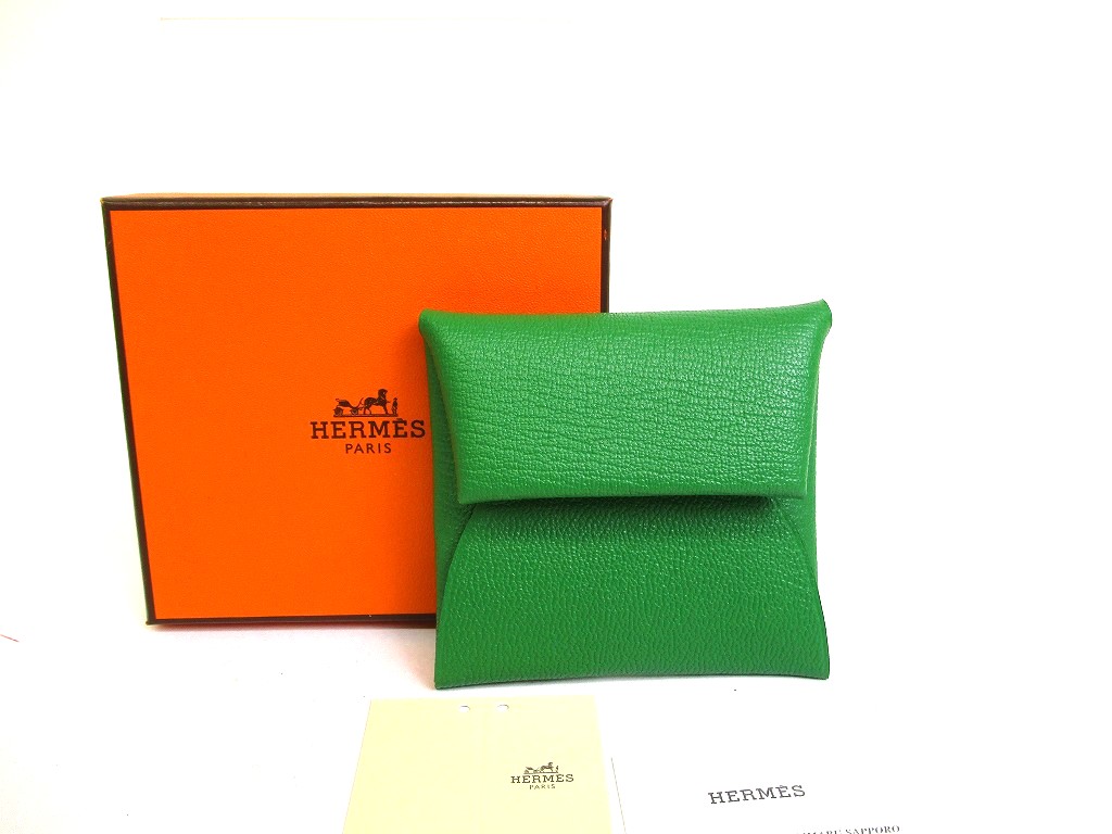 Photo1: HERMES Bamboo & Rose darling Chevre Myzore Leather Coin Purse Bastia #a925