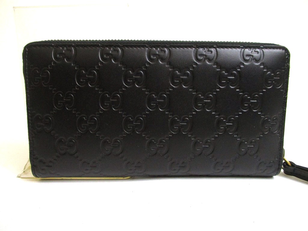 Photo2: GUCCI Cat Guccissima Black Leather Round Zip Long Wallet #a926