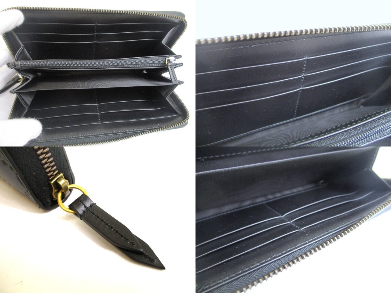 Photo8: GUCCI Cat Guccissima Black Leather Round Zip Long Wallet #a926