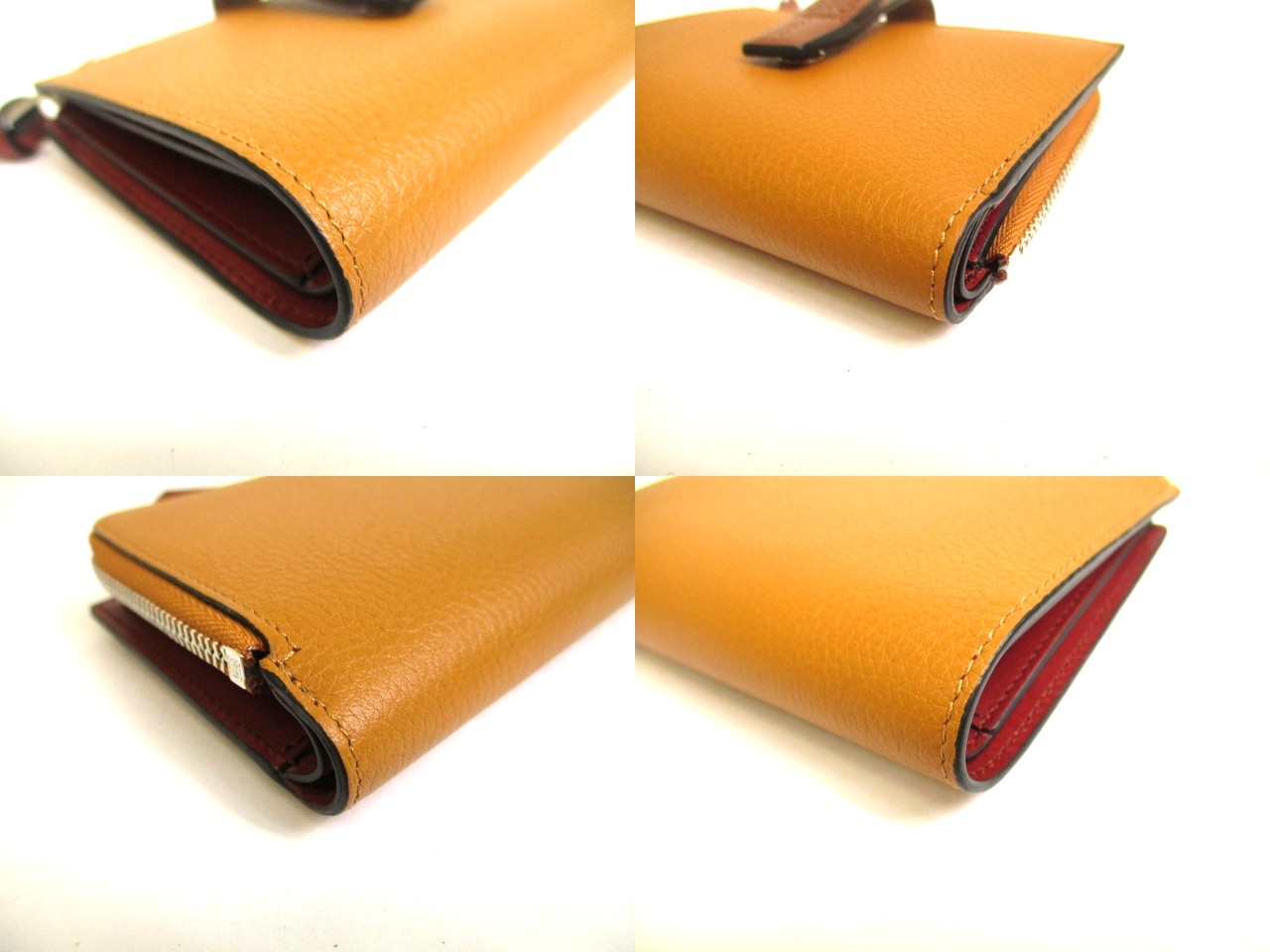 Photo7: LOEWE Light Camel Pecan Color Leather Bifold Wallet Compact Wallet #a931