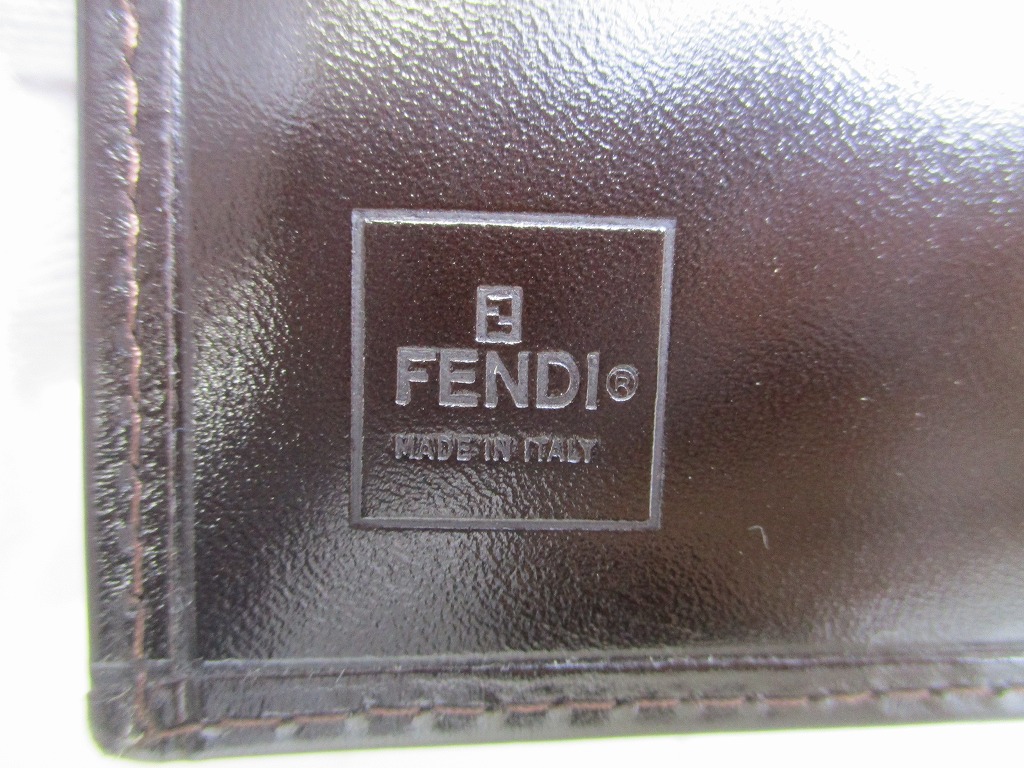 Photo10: FENDI Zucca Khaki Canvas Brown Leather Bifold Wallet Compact Wallet #a934
