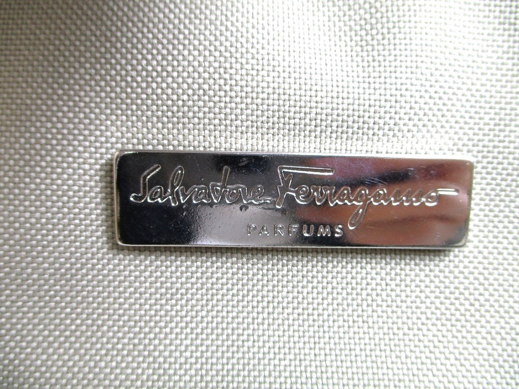 Photo11: Salvatore Ferragamo Logo Plate Beige Canvas Boston bag Travel bag #a937