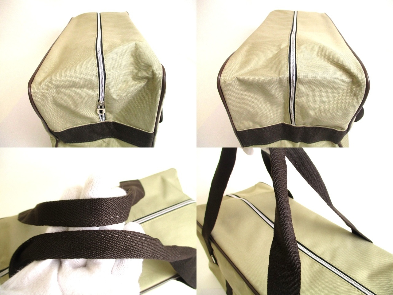 Photo7: Salvatore Ferragamo Logo Plate Beige Canvas Boston bag Travel bag #a937