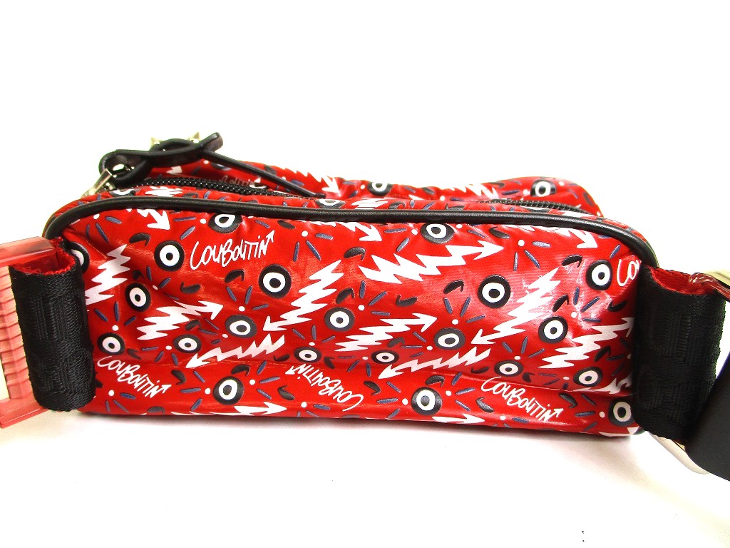 Photo2: Christian Louboutin Red Nylon Waist Packs Belt Bag Pouch #a946