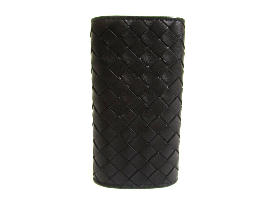 Photo2: BOTTEGA VENETA Black Leather Silver H/W 6 Pics Key Chain #a949