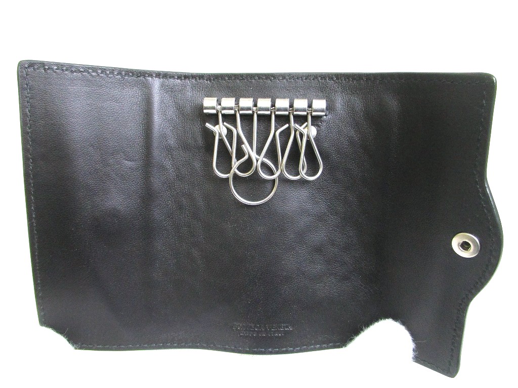 Photo8: BOTTEGA VENETA Black Leather Silver H/W 6 Pics Key Chain #a949