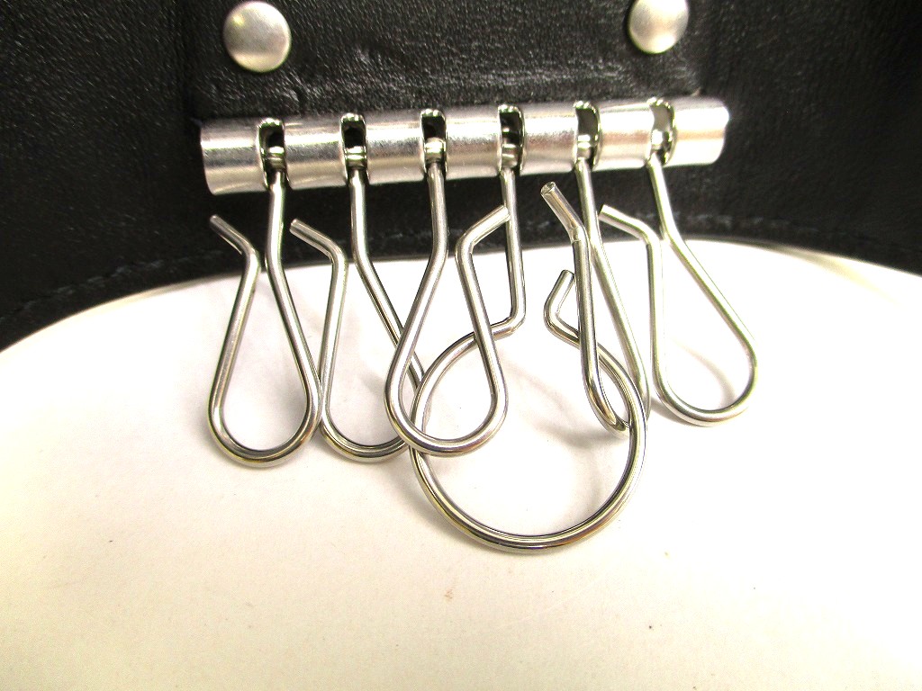 Photo9: BOTTEGA VENETA Black Leather Silver H/W 6 Pics Key Chain #a949