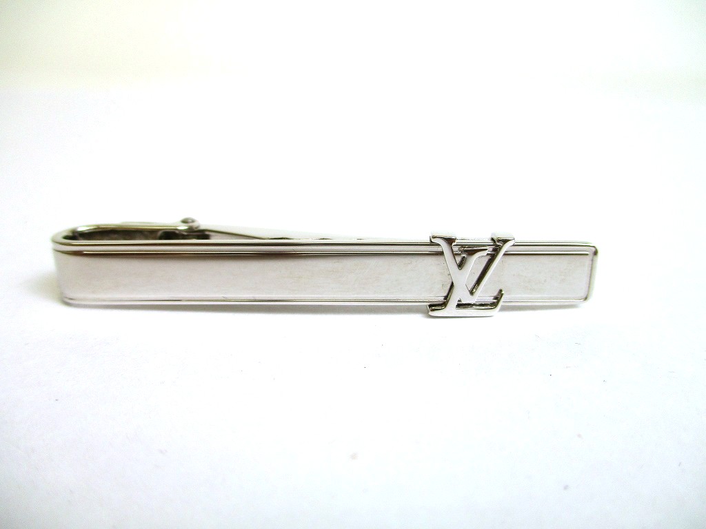 Photo11: LOUIS VUITTON Silver Steel LV Motif Necktie Pin Tie Clip #a955