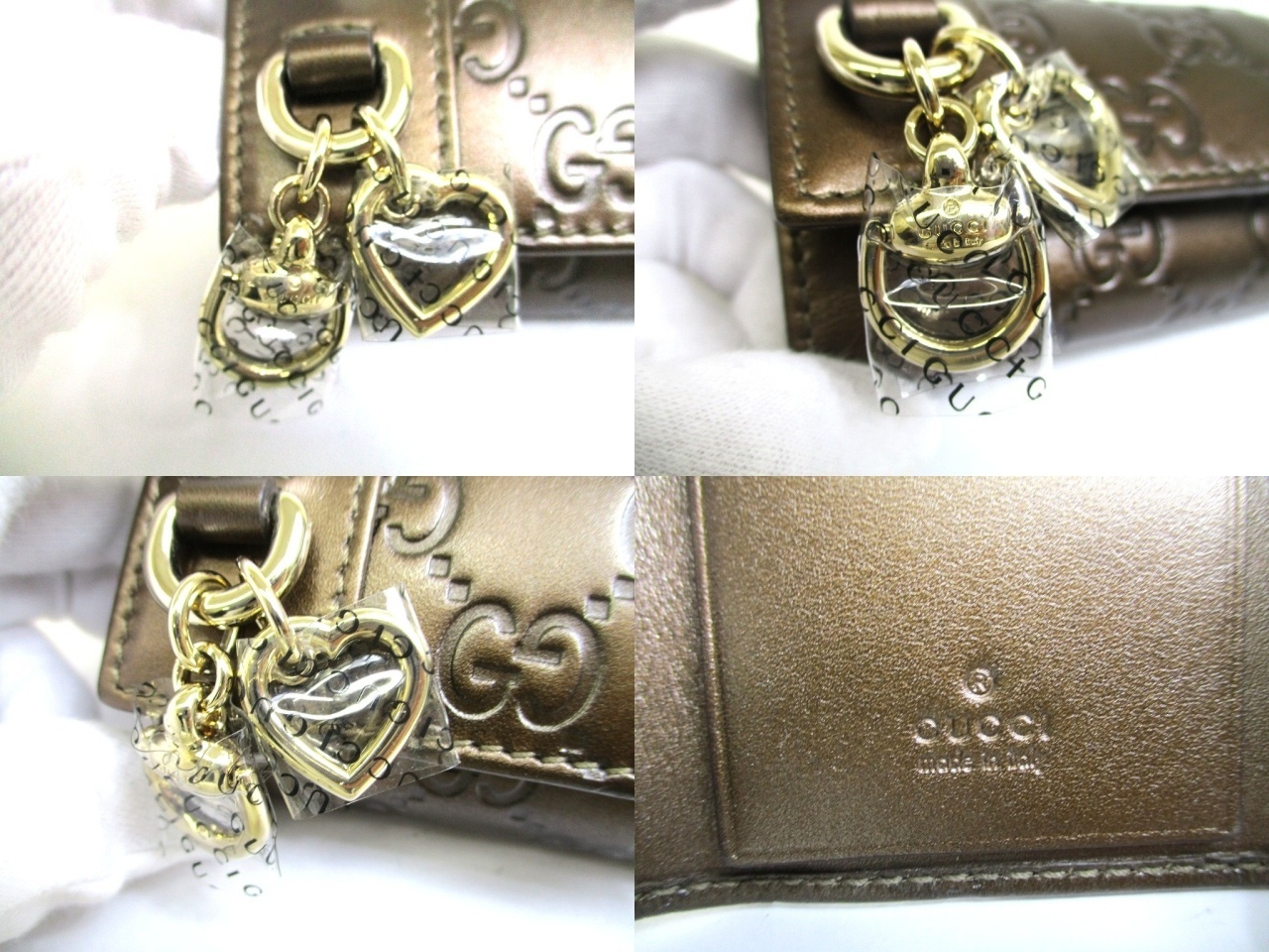 Photo10: GUCCI GG Dark Brown Leather Heart Motif 6 Pics Key Chain #a961
