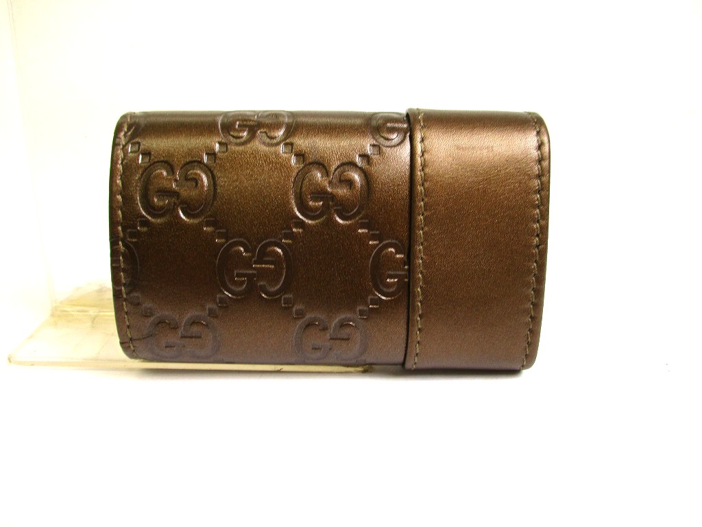 Photo2: GUCCI GG Dark Brown Leather Heart Motif 6 Pics Key Chain #a961