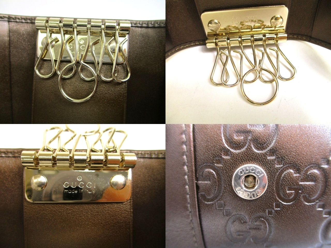 Photo9: GUCCI GG Dark Brown Leather Heart Motif 6 Pics Key Chain #a961