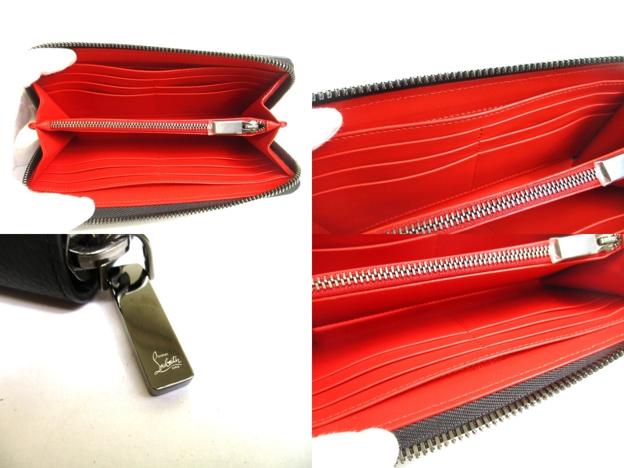 Photo8: Christian Louboutin Panettone Black Leather Round Zip Wallet #a962